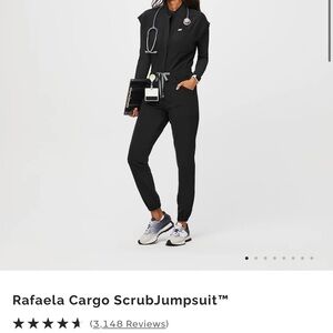 Rafaella Black Cargo Scrub Jumpsuit